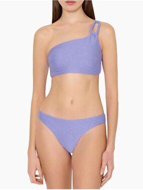 Milly Cabana Shimmer Texture Margot Bikini Swimsuit Set Top & Bottom Purple Sz L